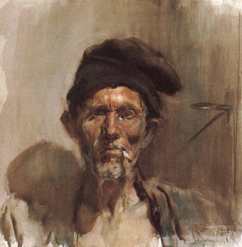Joaquin Sorolla Smoking old man China oil painting art